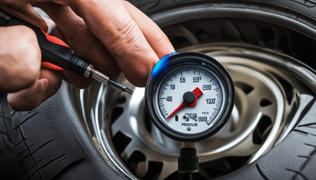 Tire Pressure Gauge in Use